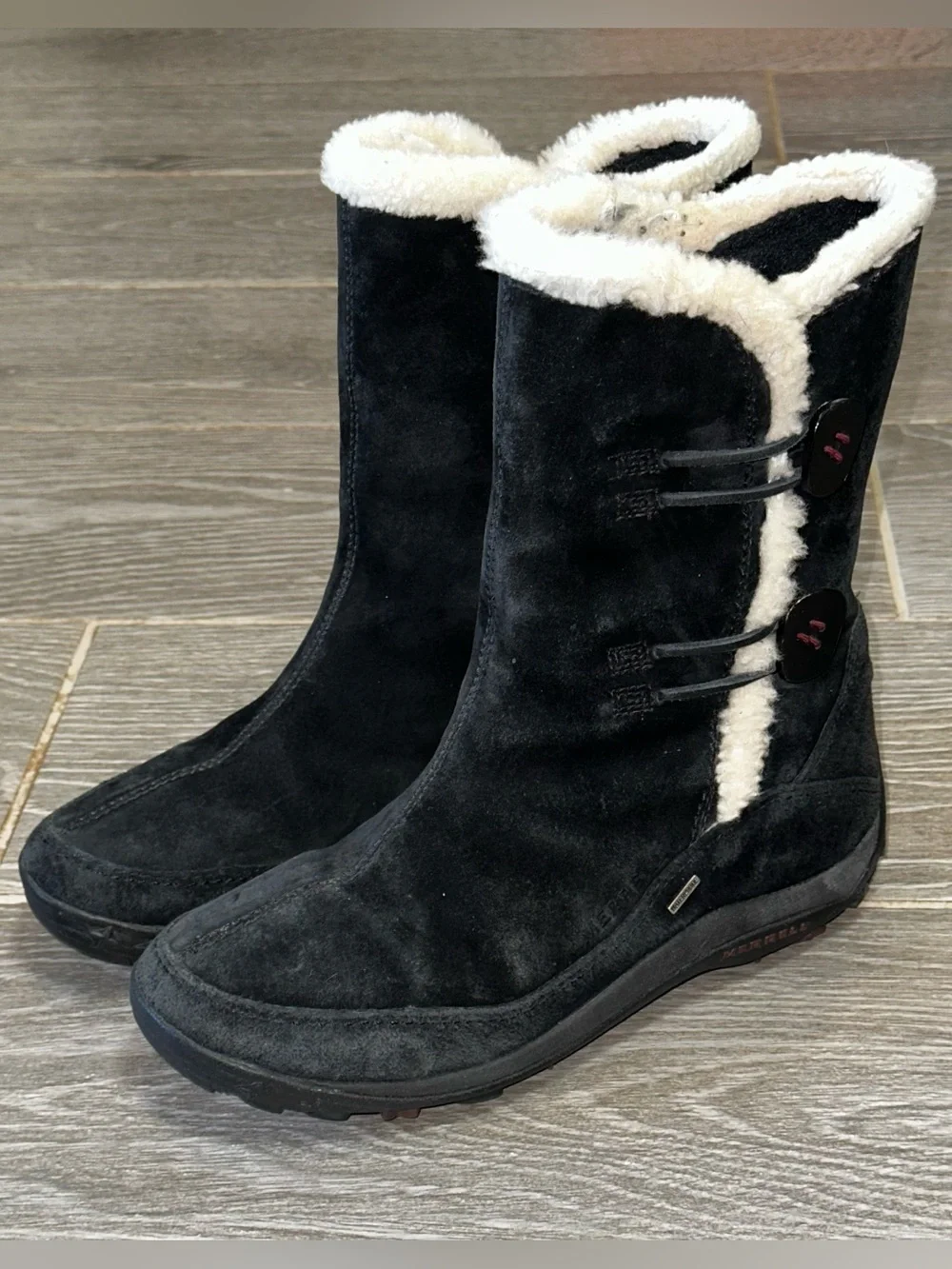 Merrell Yarra Apres Women’s 8.5 Waterproof Black Suede Boots Polartec Insulated